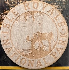 1023 Wood Sticker Round Moose